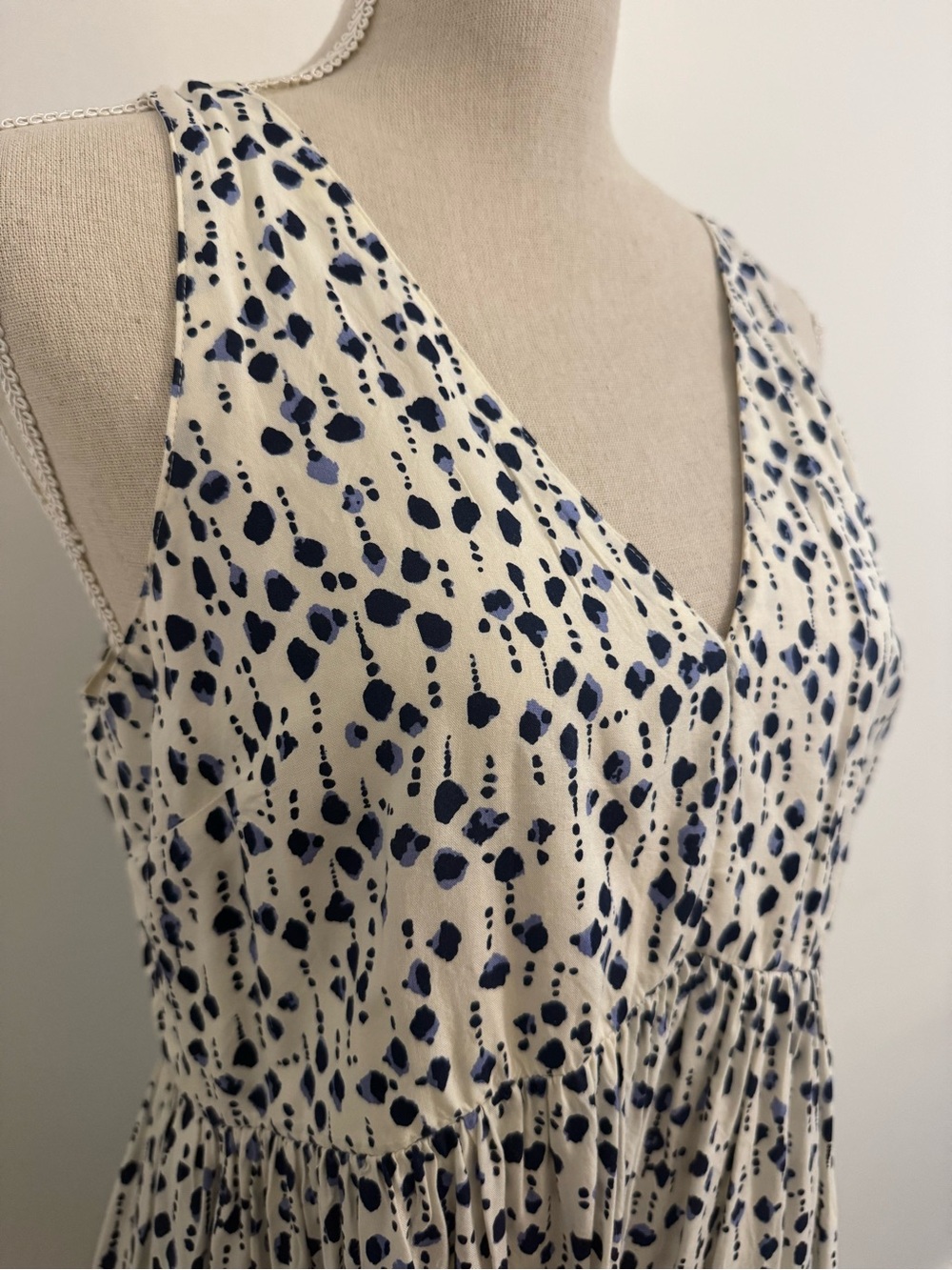 Sincerely Jules Rayon Blue Cream Dress Size M